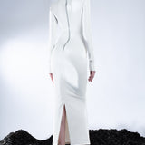 WHITE REFLECTIVE BODYCON DRESS