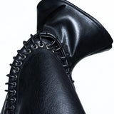 BLACK LEATHER CORDED JACKET