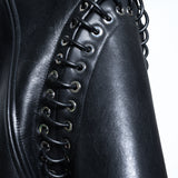 BLACK LEATHER CORDED JACKET