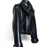BLACK LEATHER CORDED JACKET