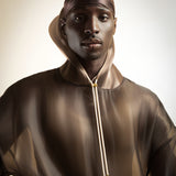 BROWN REFLECTIVE ORGANZA HOODIE
