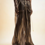 BROWN REFLECTIVE ORGANZA SWEATPANTS