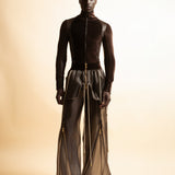 BROWN REFLECTIVE ORGANZA SWEATPANTS