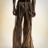 BROWN REFLECTIVE ORGANZA SWEATPANTS