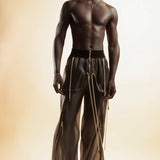 BROWN REFLECTIVE ORGANZA SWEATPANTS