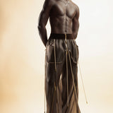 BROWN REFLECTIVE ORGANZA SWEATPANTS