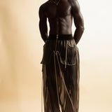 BROWN REFLECTIVE ORGANZA SWEATPANTS