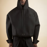 WOOL PINSTRIPE HOODIE
