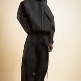 WOOL PINSTRIPE HOODIE