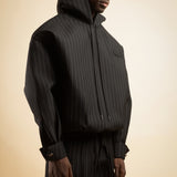 WOOL PINSTRIPE HOODIE