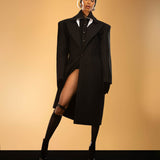 WOOL PINSTRIPE COAT