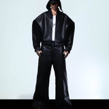 OVERSIZED BLACK LEATHER TROUSERS