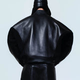 OVERSIZED BLACK LEATHER TROUSERS