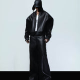 OVERSIZED BLACK LEATHER TROUSERS