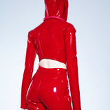 RED LIQUID FITTED JACKET