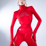 RED SCUBA BODYSUIT