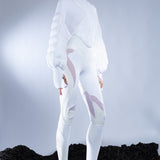 WHITE QUILTED PUFFER SWEATER