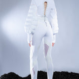 WHITE QUILTED PUFFER SWEATER
