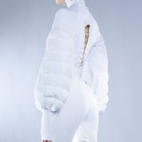 WHITE QUILTED PUFFER SWEATER