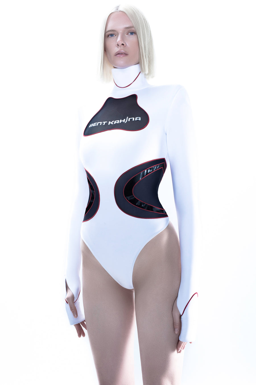 WHITE & RED SCUBA BODYSUIT