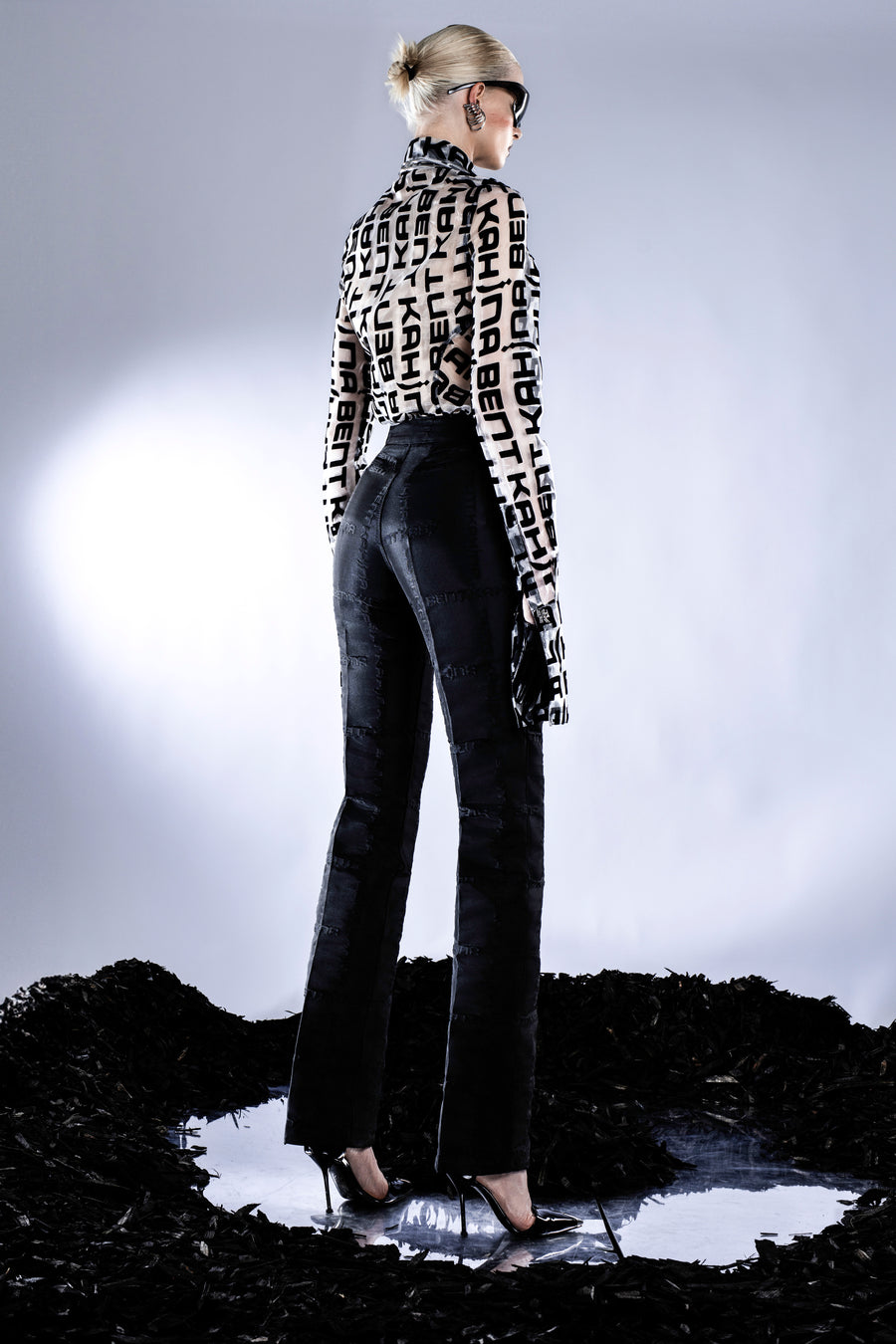 PLAID LOGO SKINNY TROUSER