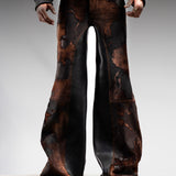 ACID WASH CALF SKIN FLAIR PANTS