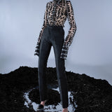 PLAID LOGO SKINNY TROUSER