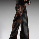 ACID WASH CALF SKIN FLAIR PANTS