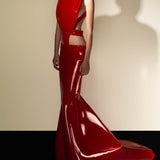HIGH GLOSS RED DRESS