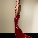 HIGH GLOSS RED DRESS
