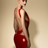 HIGH GLOSS RED DRESS