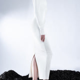 WHITE REFLECTIVE BODYCON DRESS