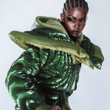 OLIVE GREEN QUILTED PUFFER JACKET