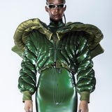 OLIVE GREEN QUILTED PUFFER JACKET