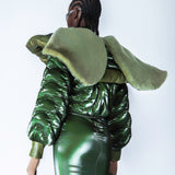 OLIVE GREEN QUILTED PUFFER JACKET