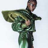 OLIVE GREEN QUILTED PUFFER JACKET