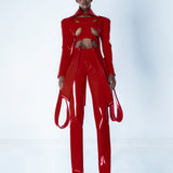 RED LIQUID CUTOUT BLAZER JACKET