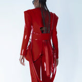 RED LIQUID CUTOUT BLAZER JACKET