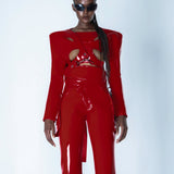 RED LIQUID CUTOUT BLAZER JACKET