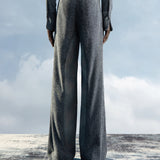 BLUE FUZZY & DENIM SUEDE LEATHER SLIM-LEG PANT