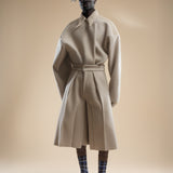 TAUPE WOOL OVERSIZED SHORTS