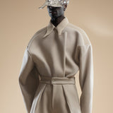 TAUPE WOOL OVERSIZED JACKET