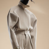 TAUPE WOOL OVERSIZED JACKET
