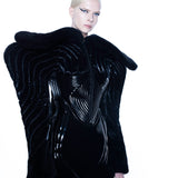BLACK GLOSS QUILTED PUFFER SKIRT