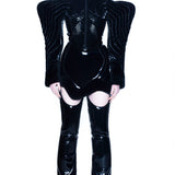 BLACK GLOSS QUILTED PUFFER SKIRT