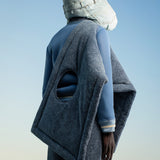 BLUE FUZZY LEATHER VEST