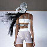 WHITE MESH BOXER SHORTS