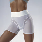 WHITE MESH BOXER SHORTS