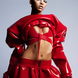 HIGH GLOSS RED LIQUID SPORTY BRALETTE