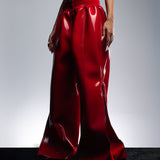 HIGH GLOSS RED LIQUID SWEATPANTS